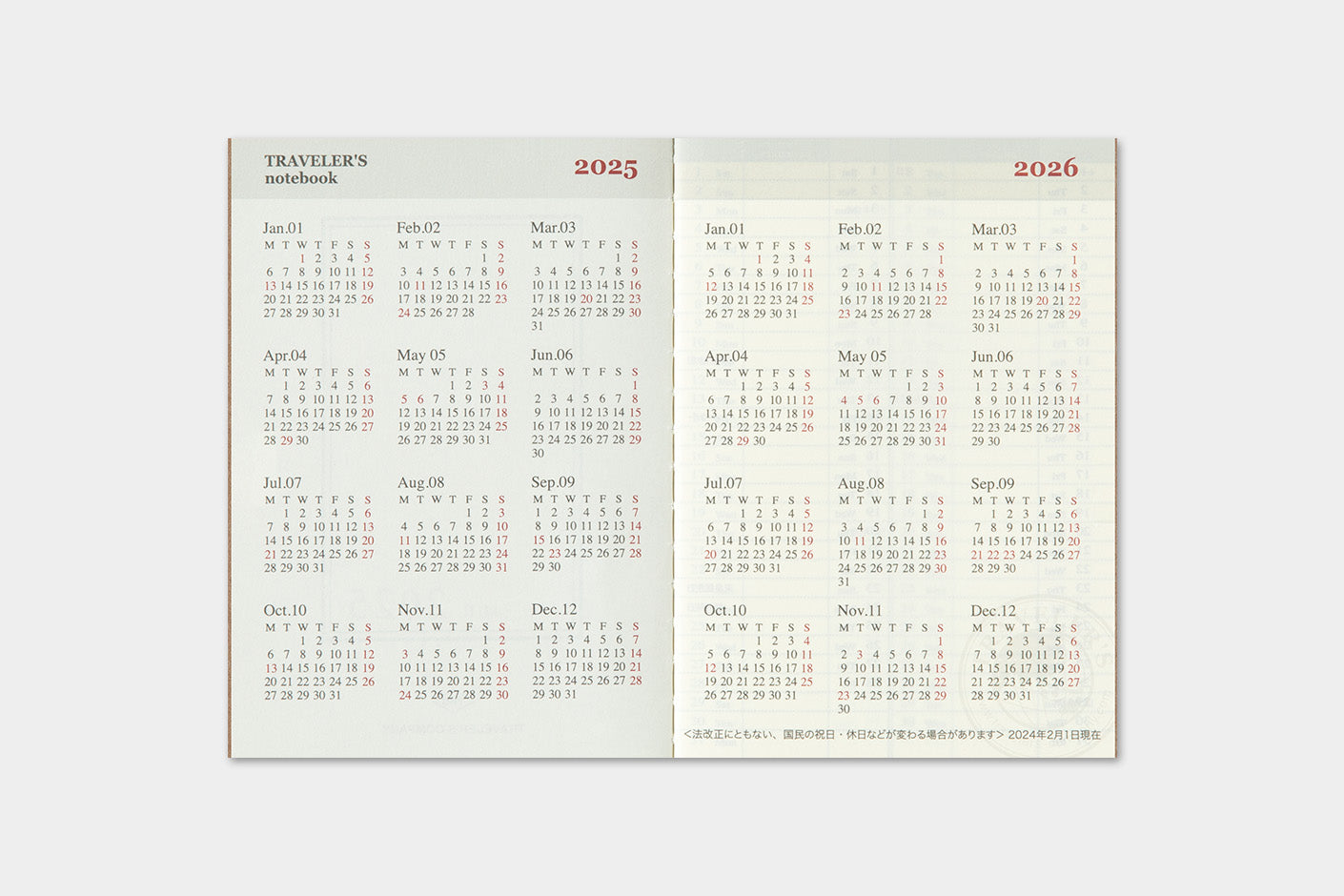 Traveler´s Company - Passport Kalender 2025, Ugentlig 2. halvår