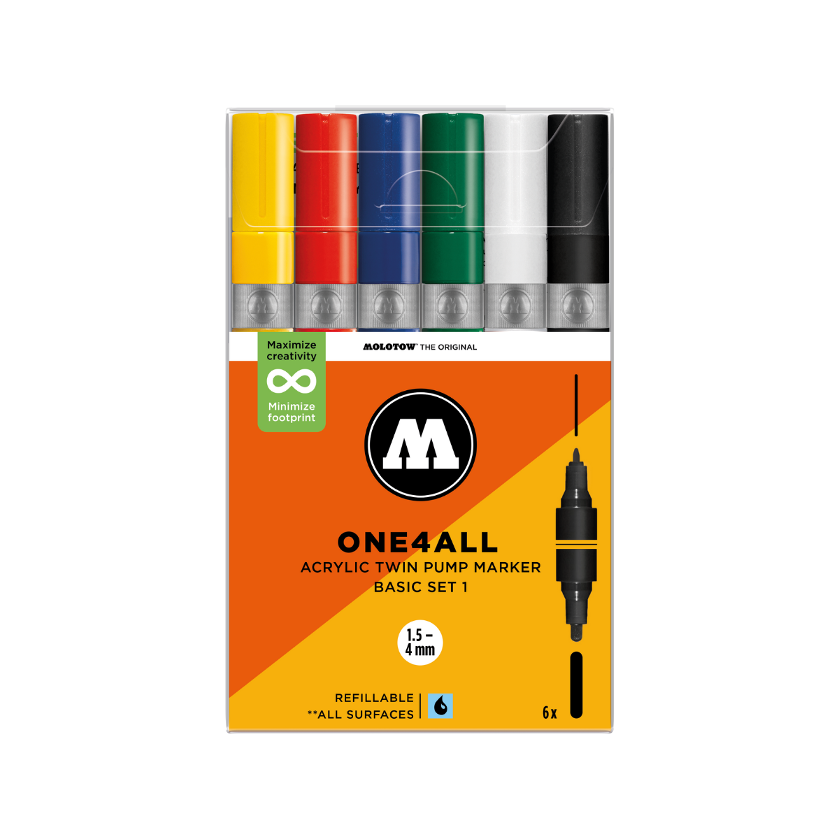 Molotow ONE4ALL TWIN 6 stk Basic 1 sæt