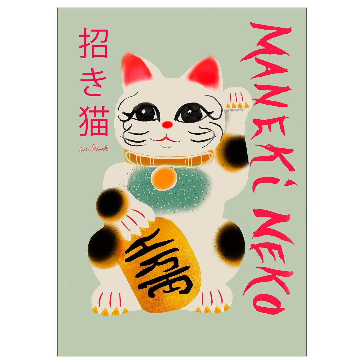 Sissan Richardt Maneki Neko 50 x 70 cm