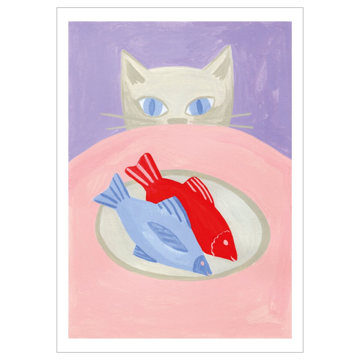 Iga Kosicka Cat Likes Fish 50 x 70 cm