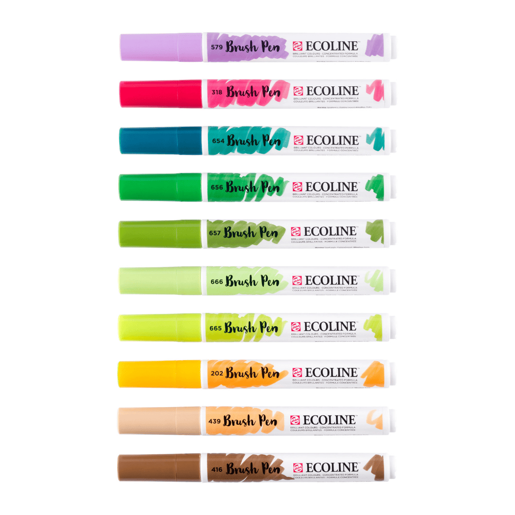 ECOLINE Brush Pen Sæt 10 stk. Botanic