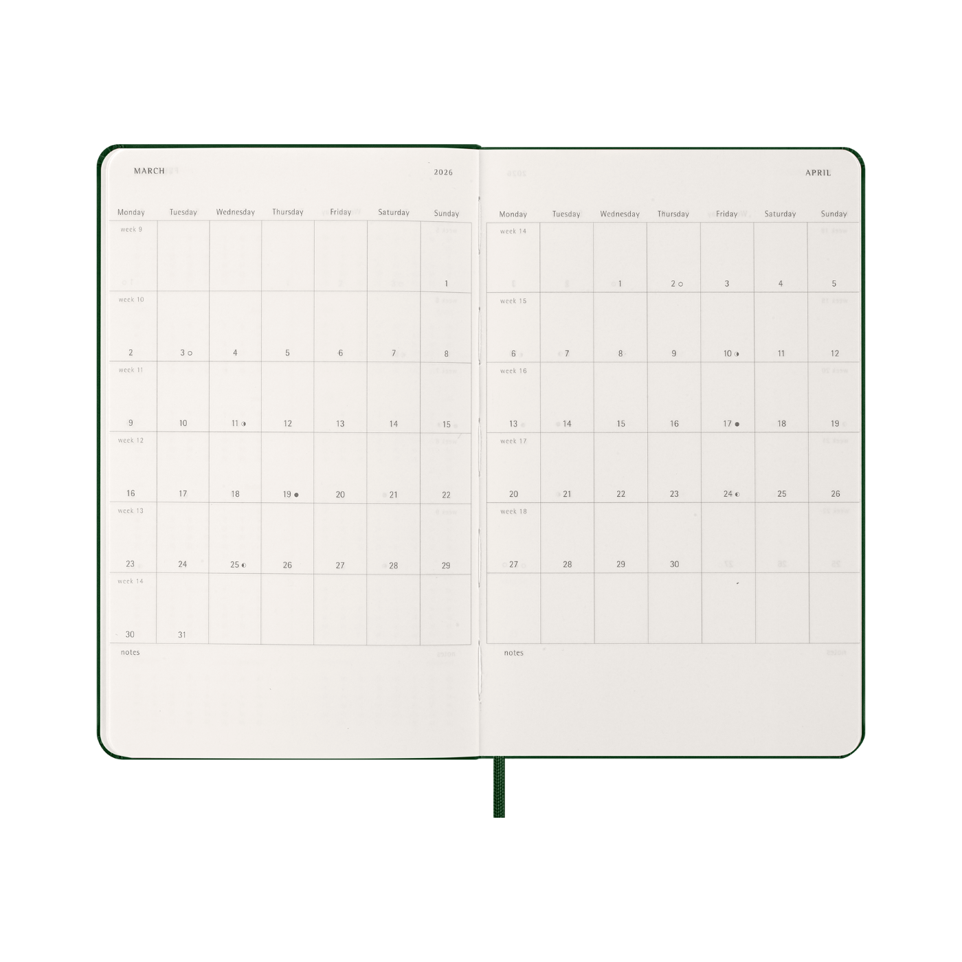 Moleskine Kalender Hard 12M Daily Large Myrtle Green 2026