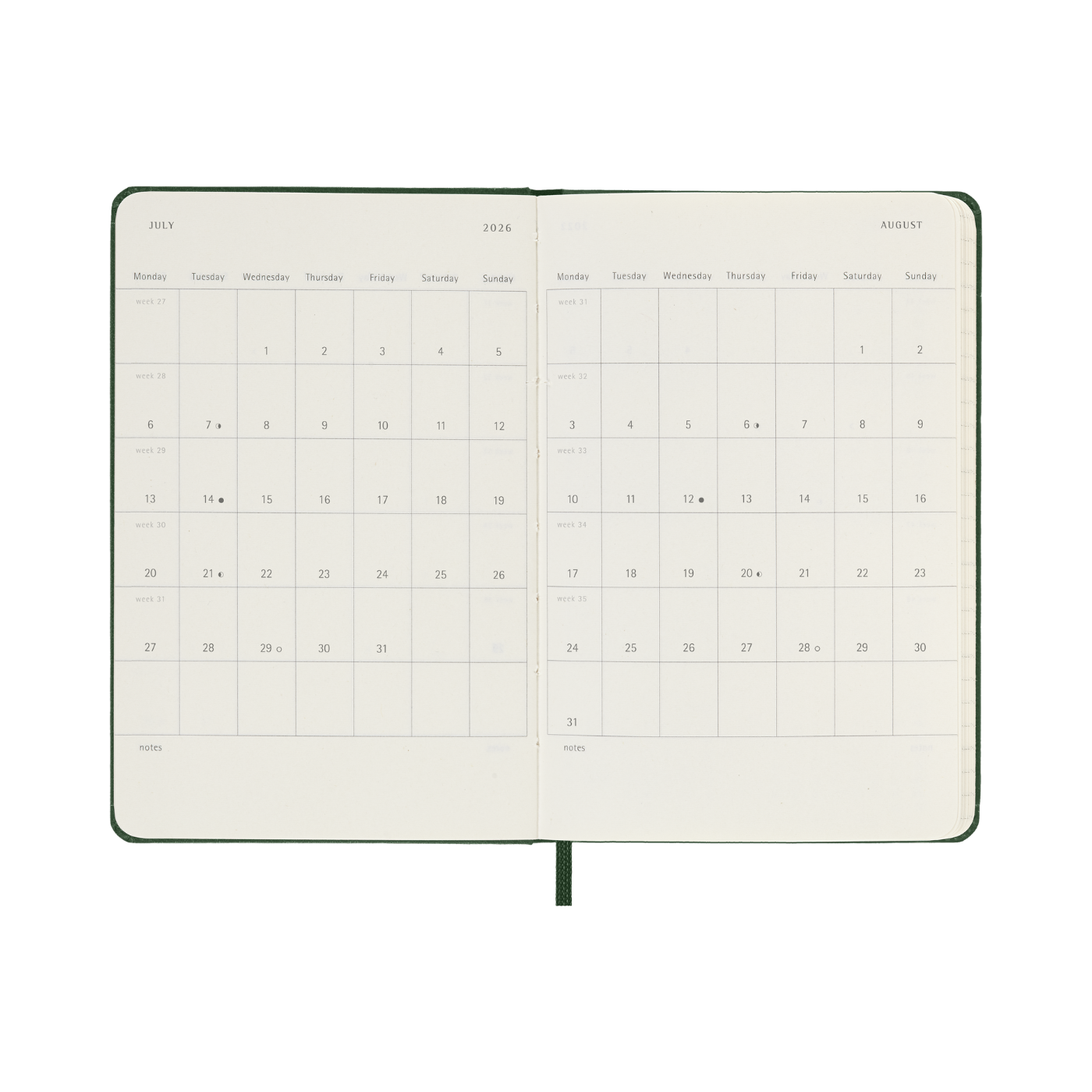 Moleskine Kalender Hard 12M Daily Pocket Myrtle Green 2026