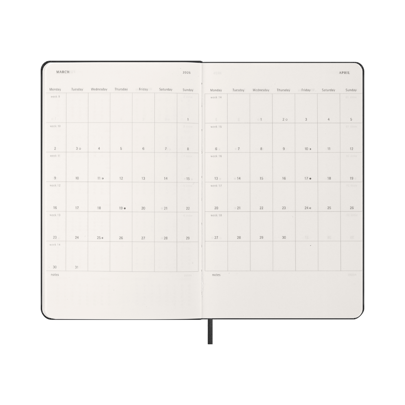 Moleskine Kalender Hard 12M Week Note Large Sort 2026