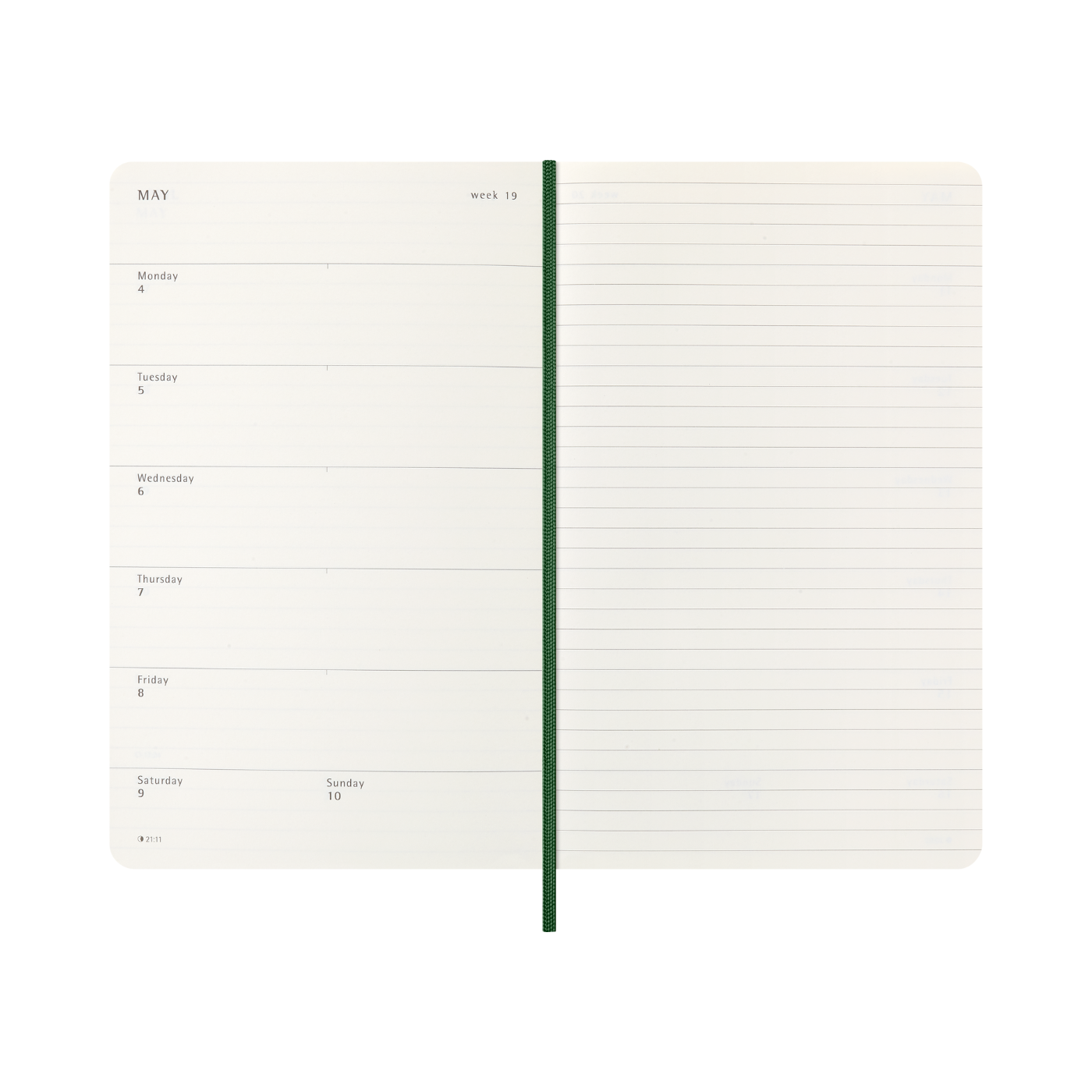 Moleskine Kalender Soft 12M Week Note Large Myrtle Green 2026