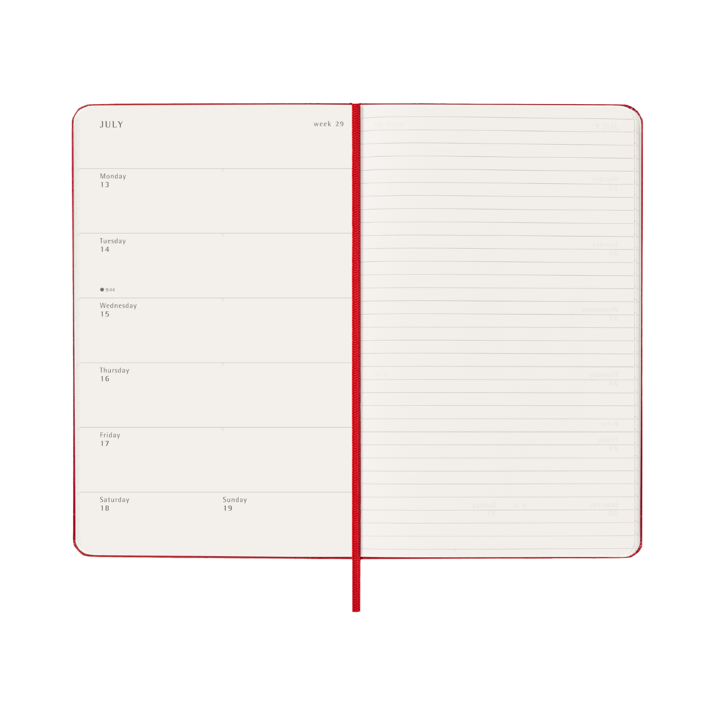 Moleskine Kalender Hard 12M Week Note Large Rød 2026