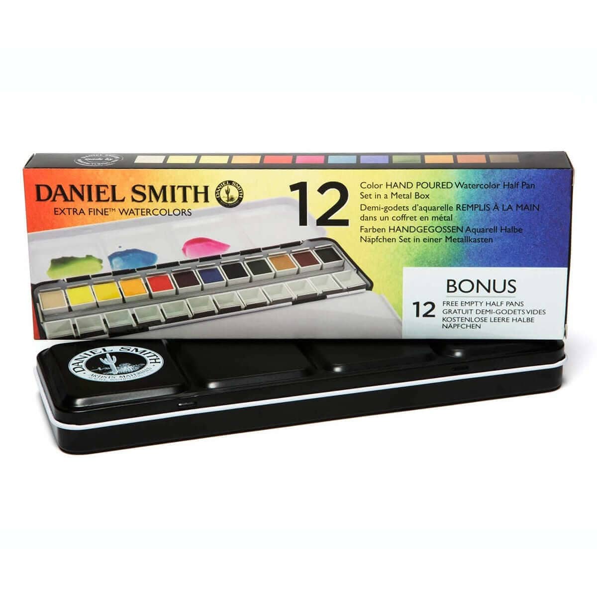 Daniel Smith Akvarelmaling 12 pans Daniel Smith hand poured pan set i metalbox