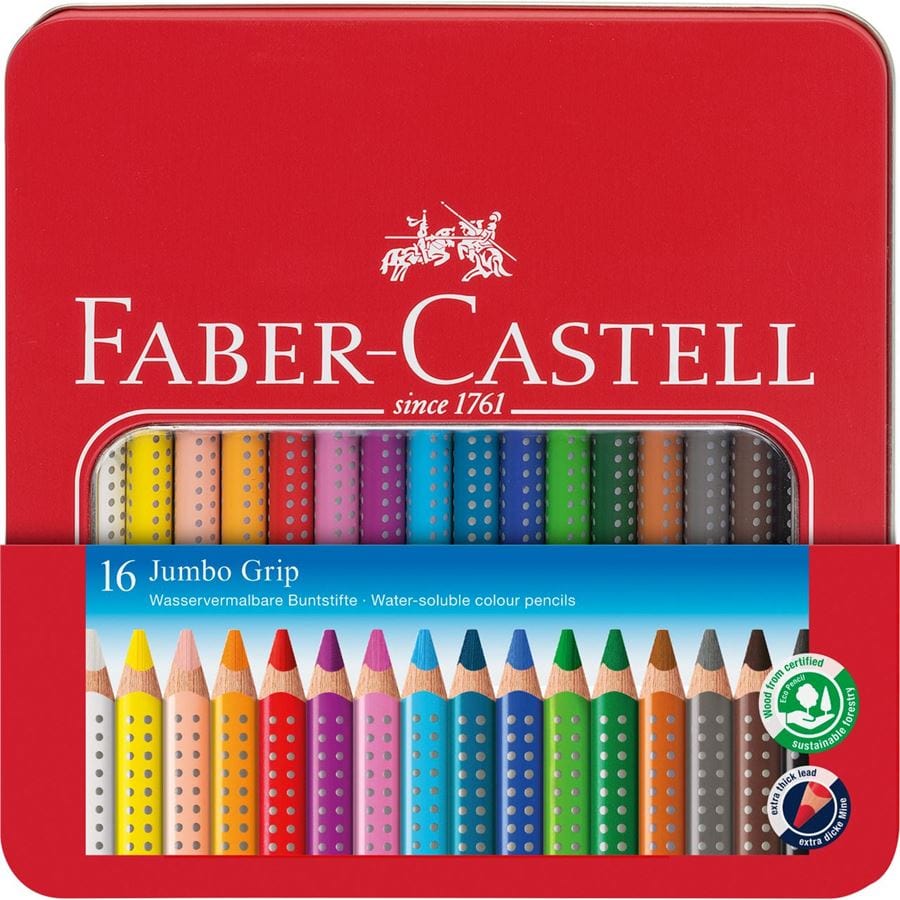 Faber-Castell Farveblyanter Faber-Castell Jumbo Grip metalæske m/16