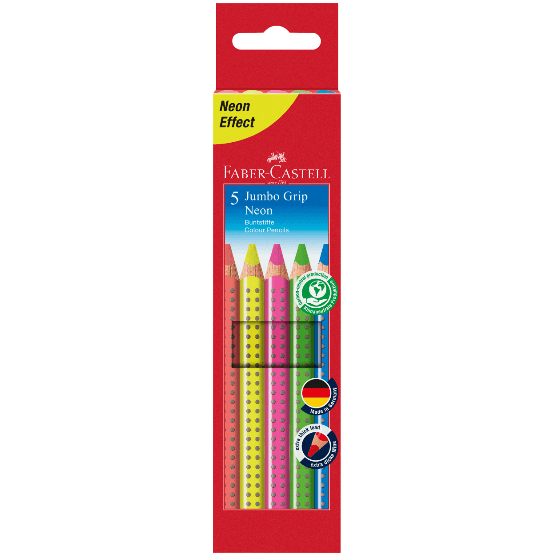 Faber-Castell Farveblyanter Jumbo Grip akvarelblyanter - 5 Neon farver