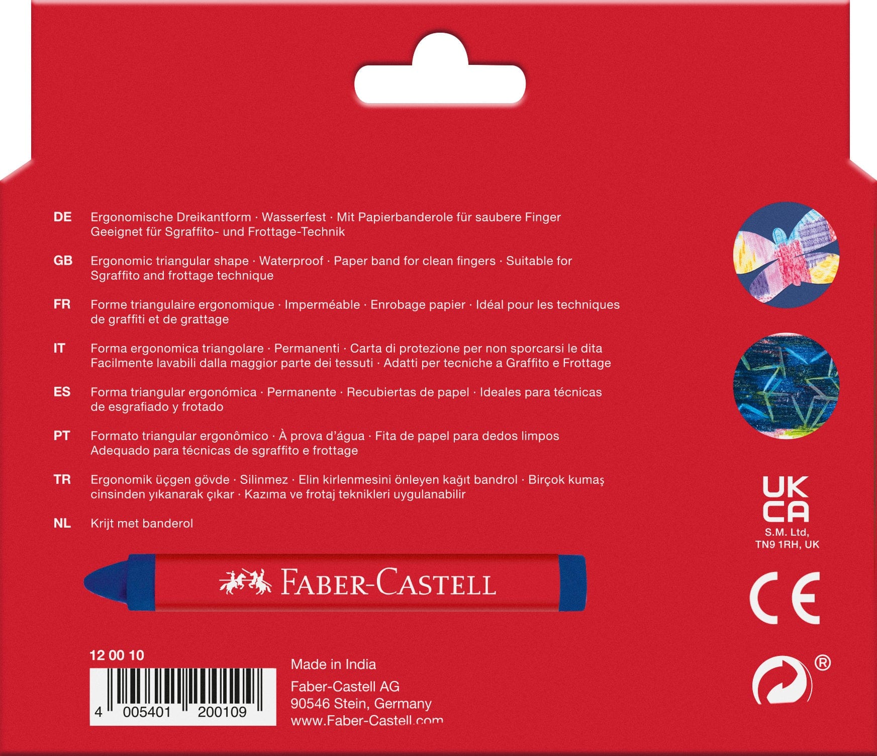 Faber-Castell Kridt Voks kridt trekantet - 12 farver