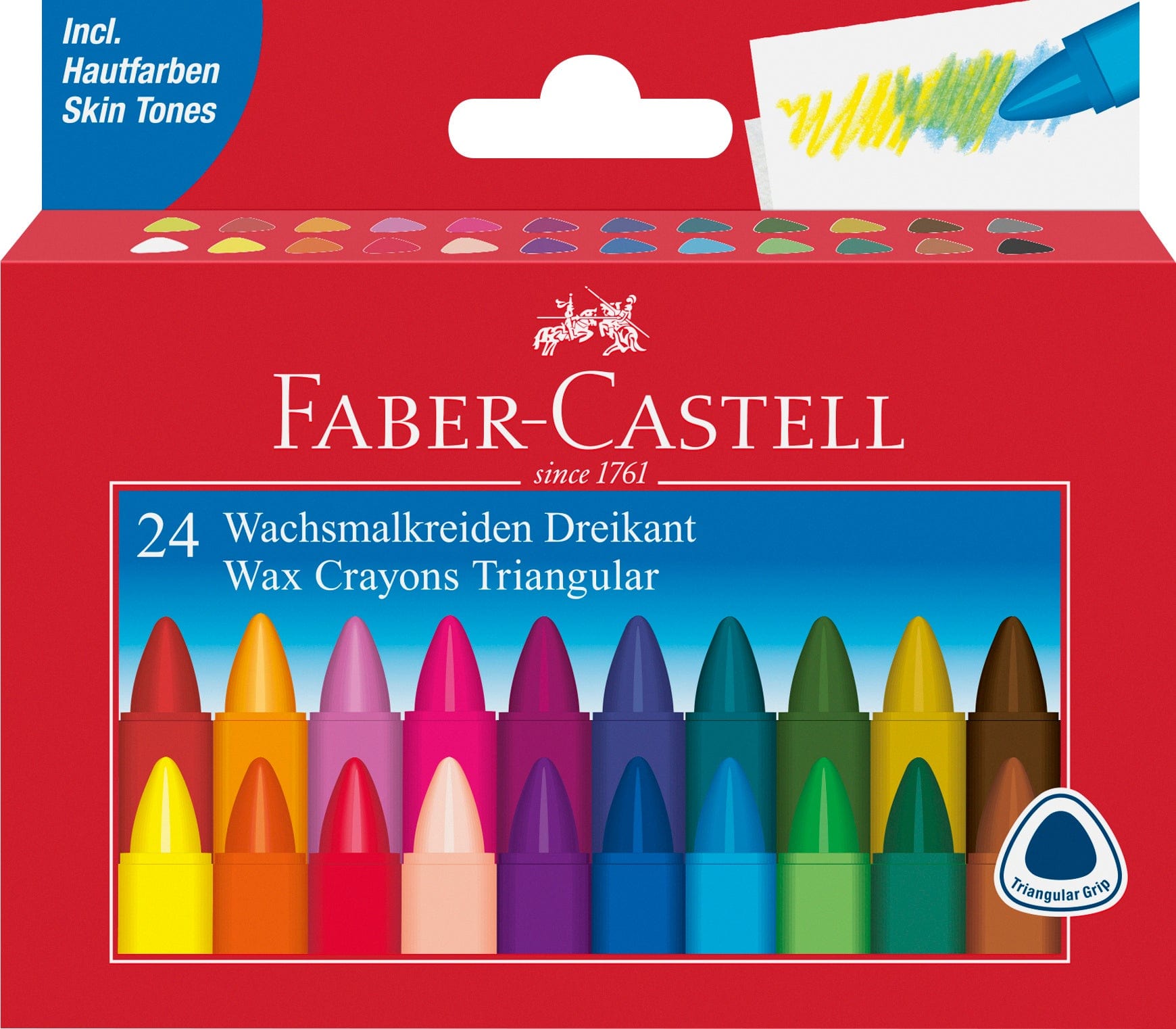 Faber-Castell Kridt Voks kridt trekantet - 24 farver