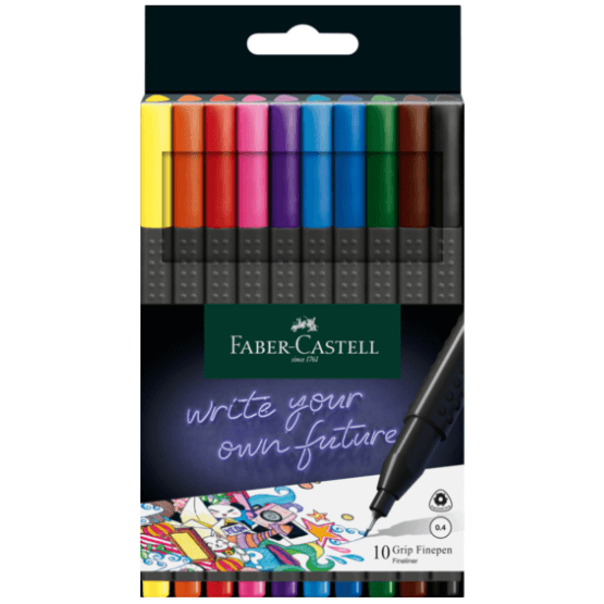 Faber-Castell Tuscher Grip finepen 0,4 - 10 farver