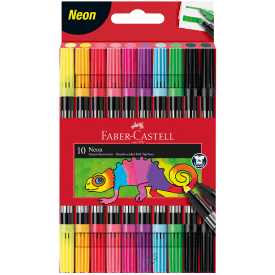 Faber-Castell Tuscher Neon tuscher dobbelt tip - 10 farver