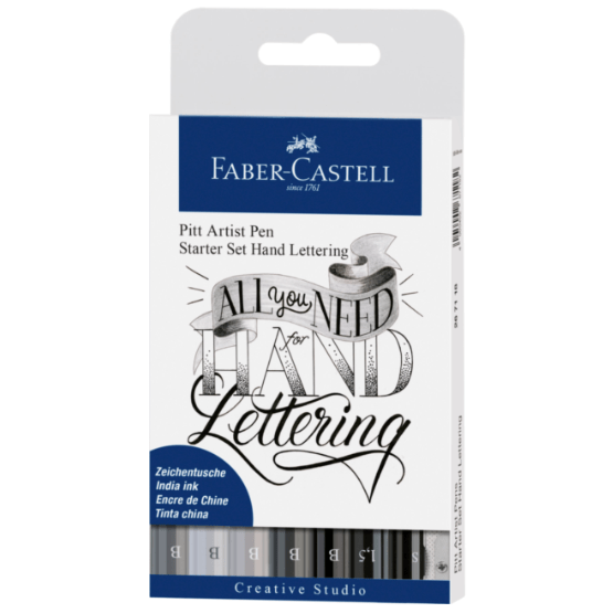 Faber-Castell Tuscher Pitt artist pen handlettering startersæt - 7 ass. + spidser