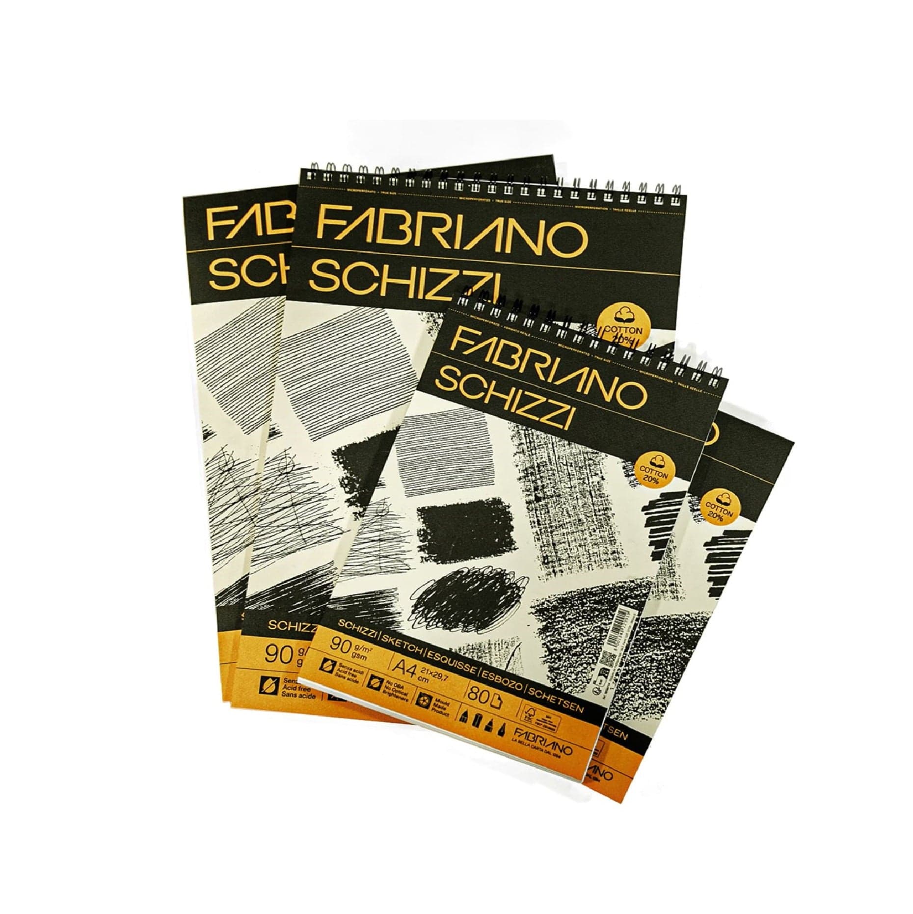 Fabriano Fabriano Schizzi A3 90 gsm 20% bomuld
spiral