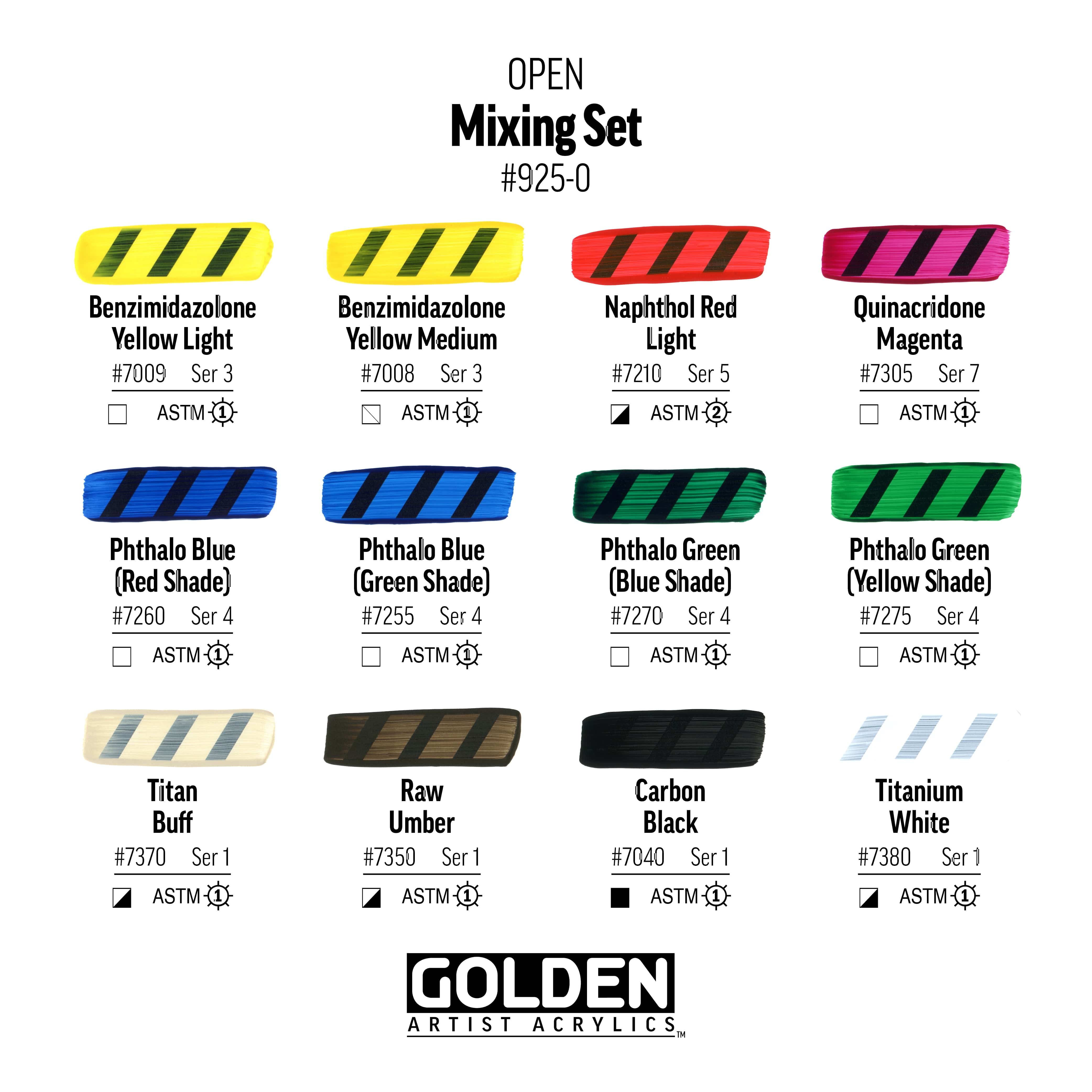 Golden Akrylmaling GOLDEN OPEN Mixing sæt 925