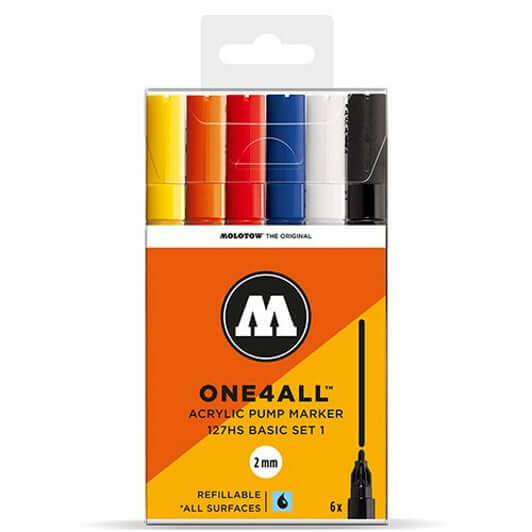 Molotow Tegneartikler MOLOTOW ONE4ALL 2mm 6 stk. sæt Basic set 1