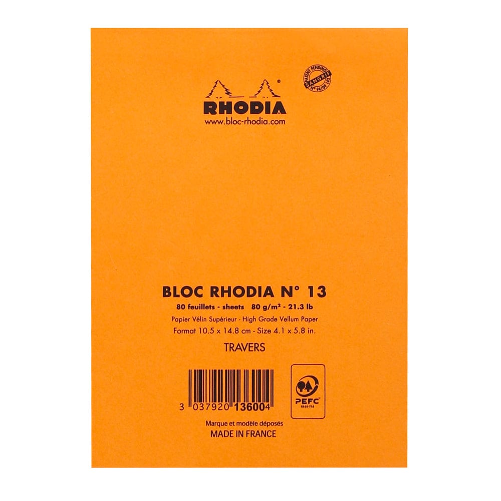 Rhodia Rhodia ORANGE head stapled pad N°13 - Linjeret
