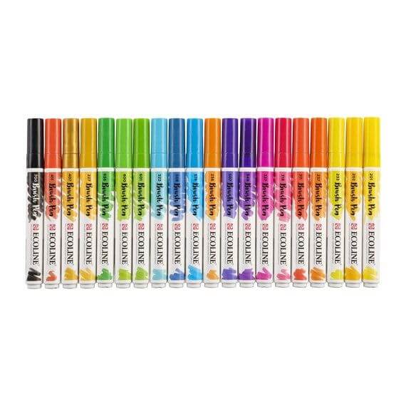Royal Talens Akvarelmaling 20 stk Ecoline Brush Pen sæt - flere størrelser