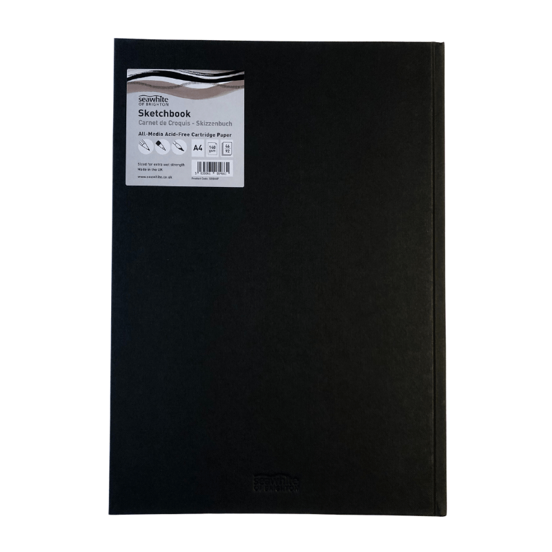 Seawhite Sketch Book Seawhite A4 Black Cloth Sketchbook Portrait. 140 gsm. 46 ark