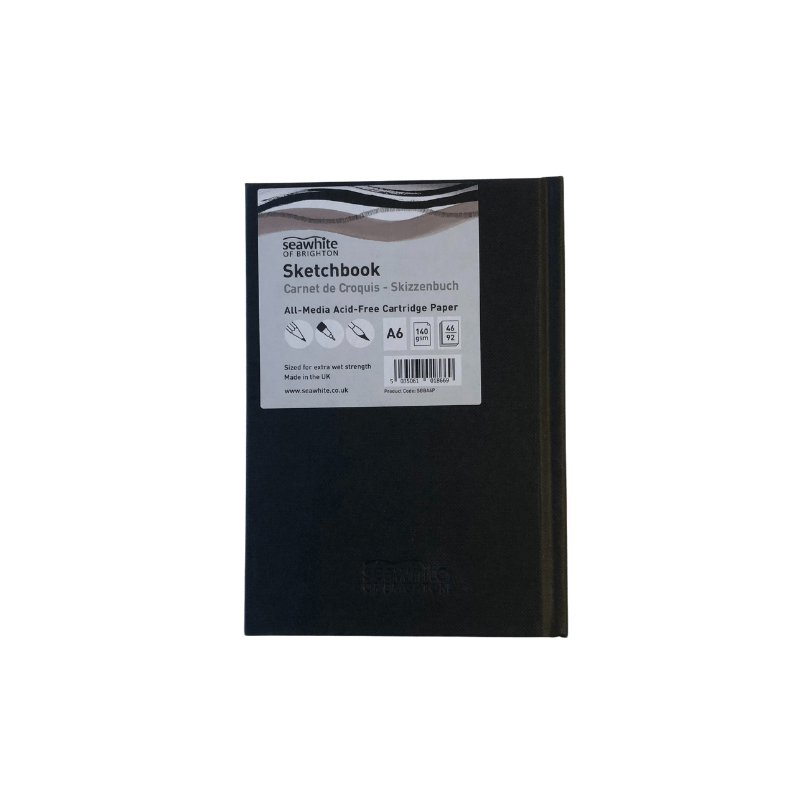 Seawhite Sketch Book Seawhite  A6 Black Cloth Sketchbook Portrait. 140gr. 92 ark