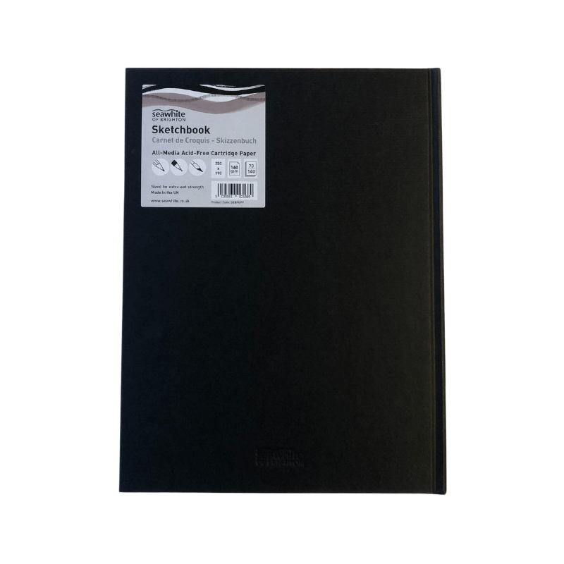 Seawhite Sketch Book Seawhite Black Cloth Sketchbook portrait 25x19. 160 gsm. 70 ark