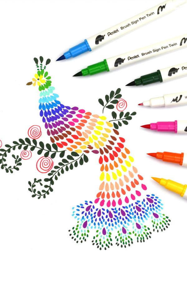 PENTEL SESW30C Brush Sign Pen Twin - uplaceret billede