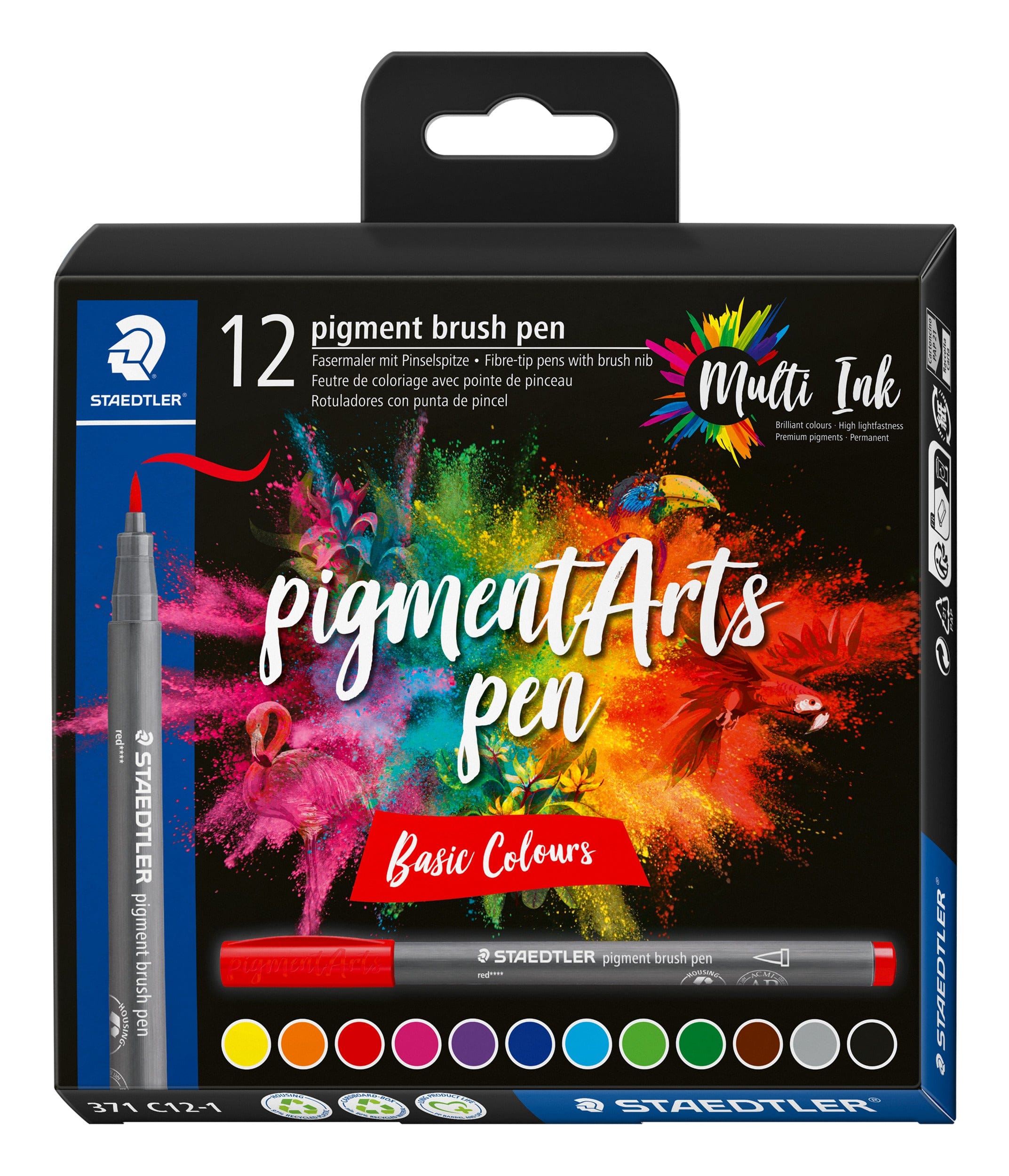 Staedtler Tusser Staedtler sæt Pigm. brush 12 stk. Basic colors