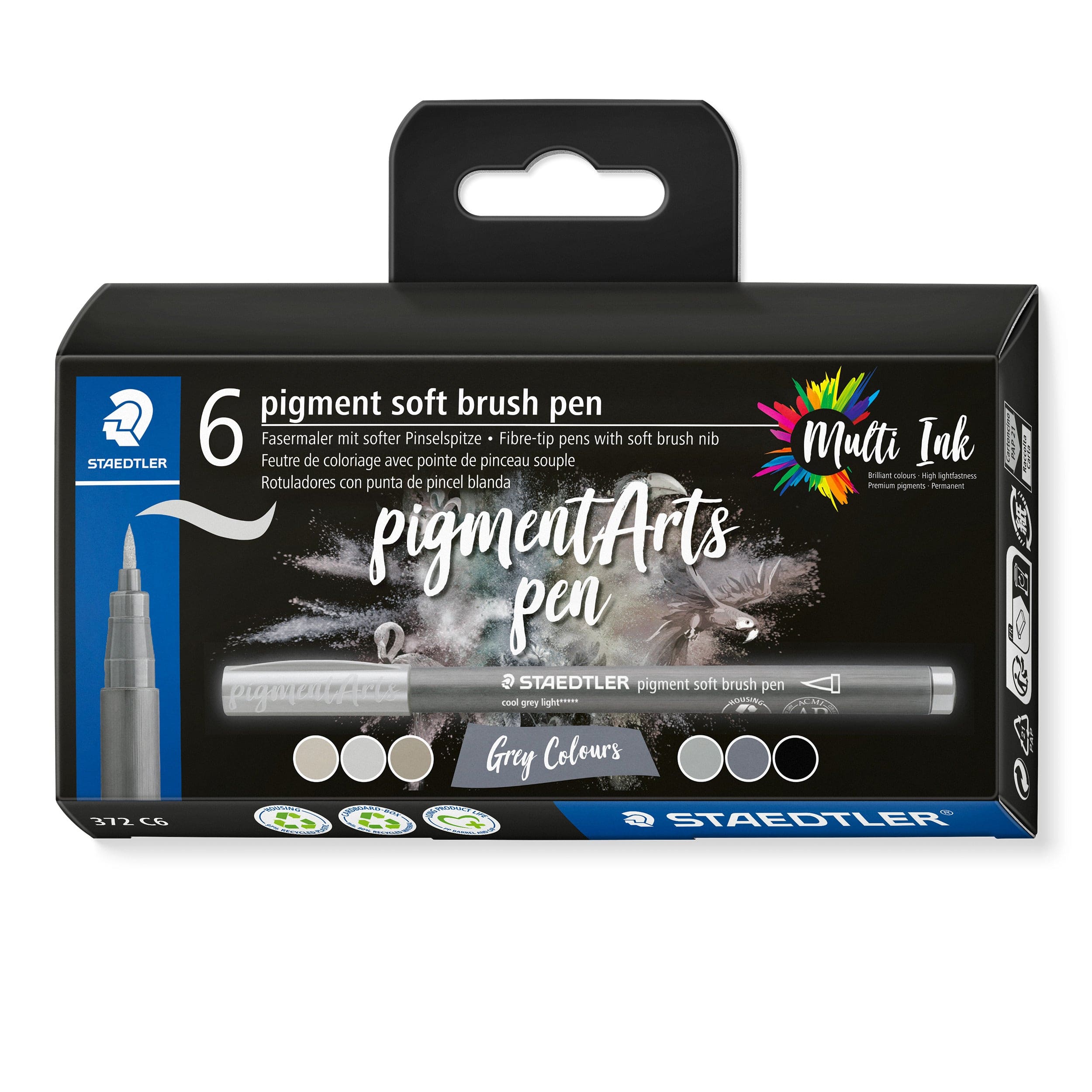 Staedtler Tusser Staedtler sæt Pigment Arts brush pen 6 stk. Grey