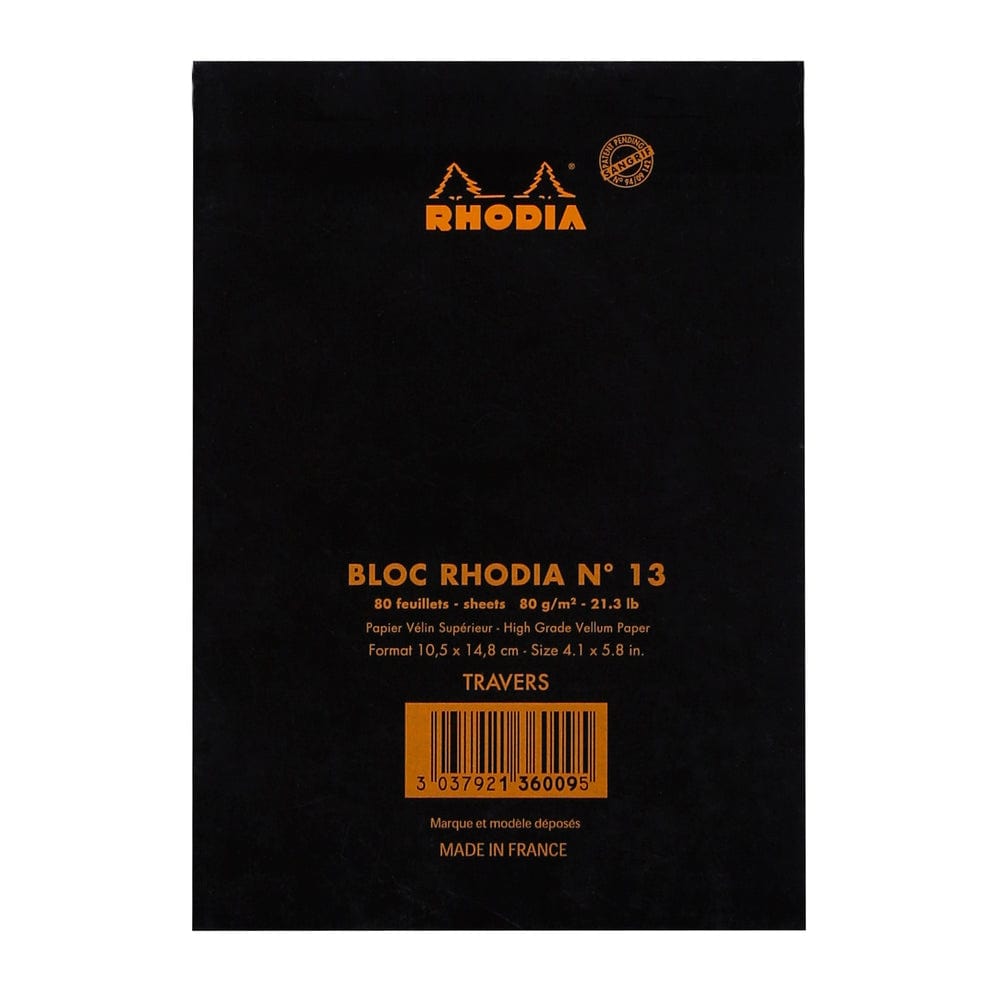 Stelling Rhodia BLACK head stapled pad N°13