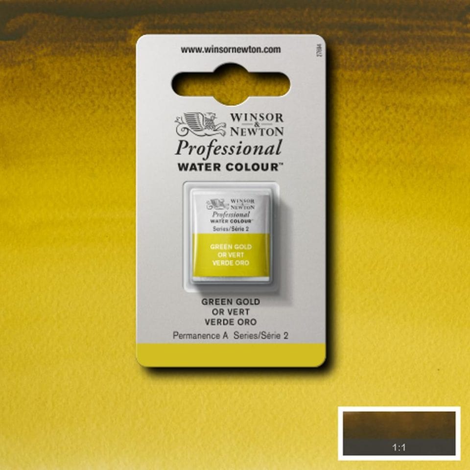 Winsor Newton 1/2 pans Green Gold