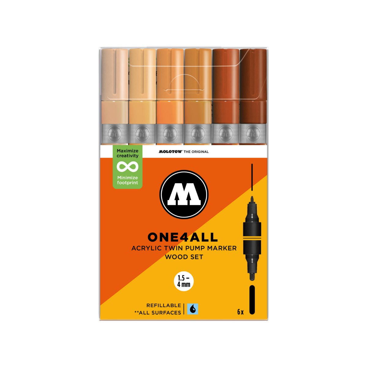 Molotow ONE4ALL TWIN 6 stk Wood sæt