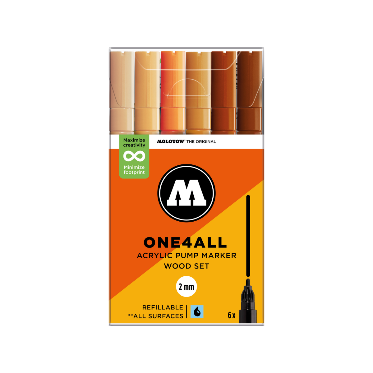 Molotow ONE4ALL 2mm. 6 stk Wood sæt
