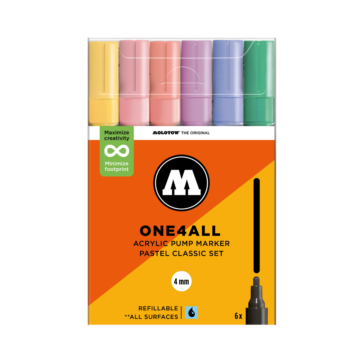 Molotow ONE4ALL 4mm. 6 stk Pastel Classic sæt
