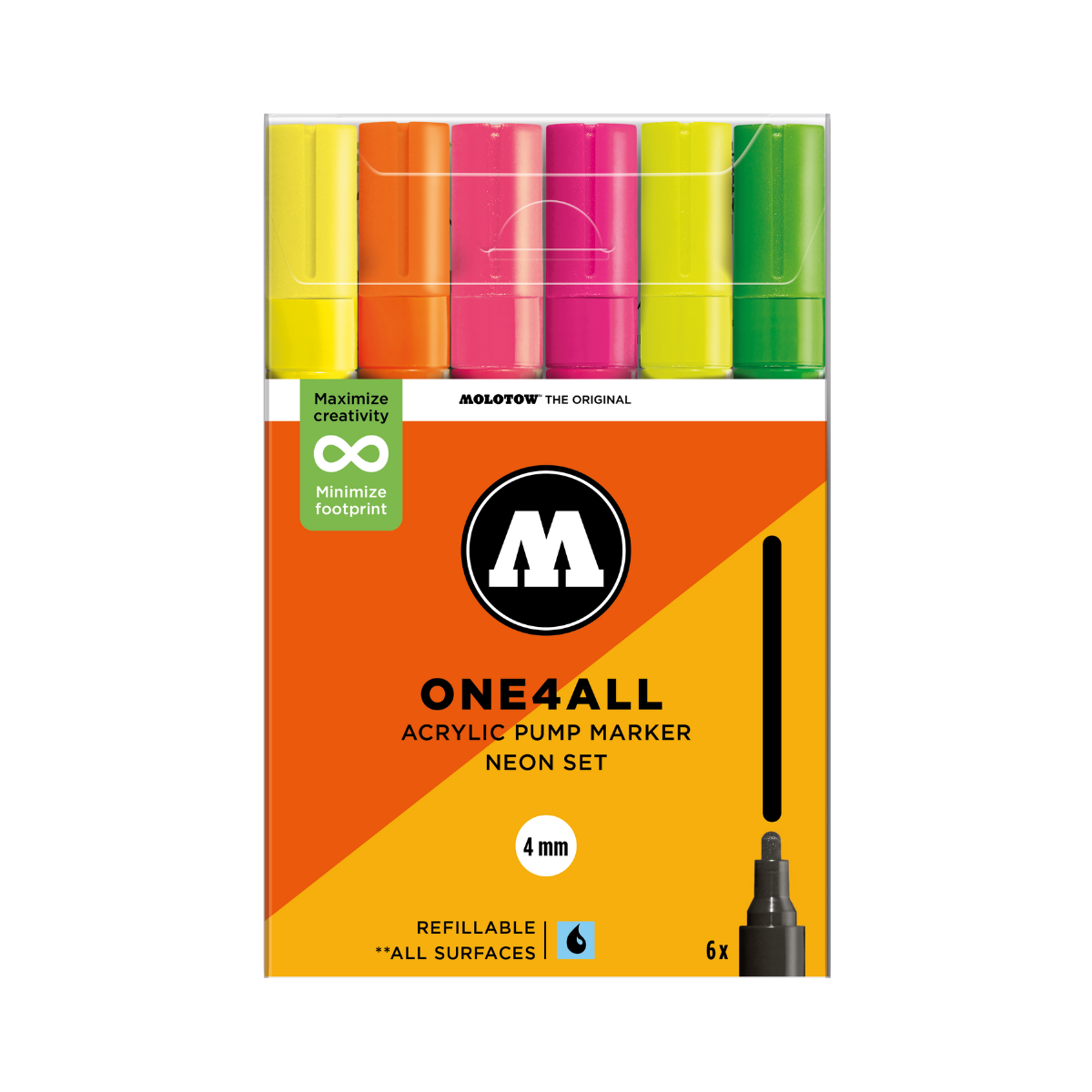 Molotow ONE4ALL 4mm. 6 stk. Neon set