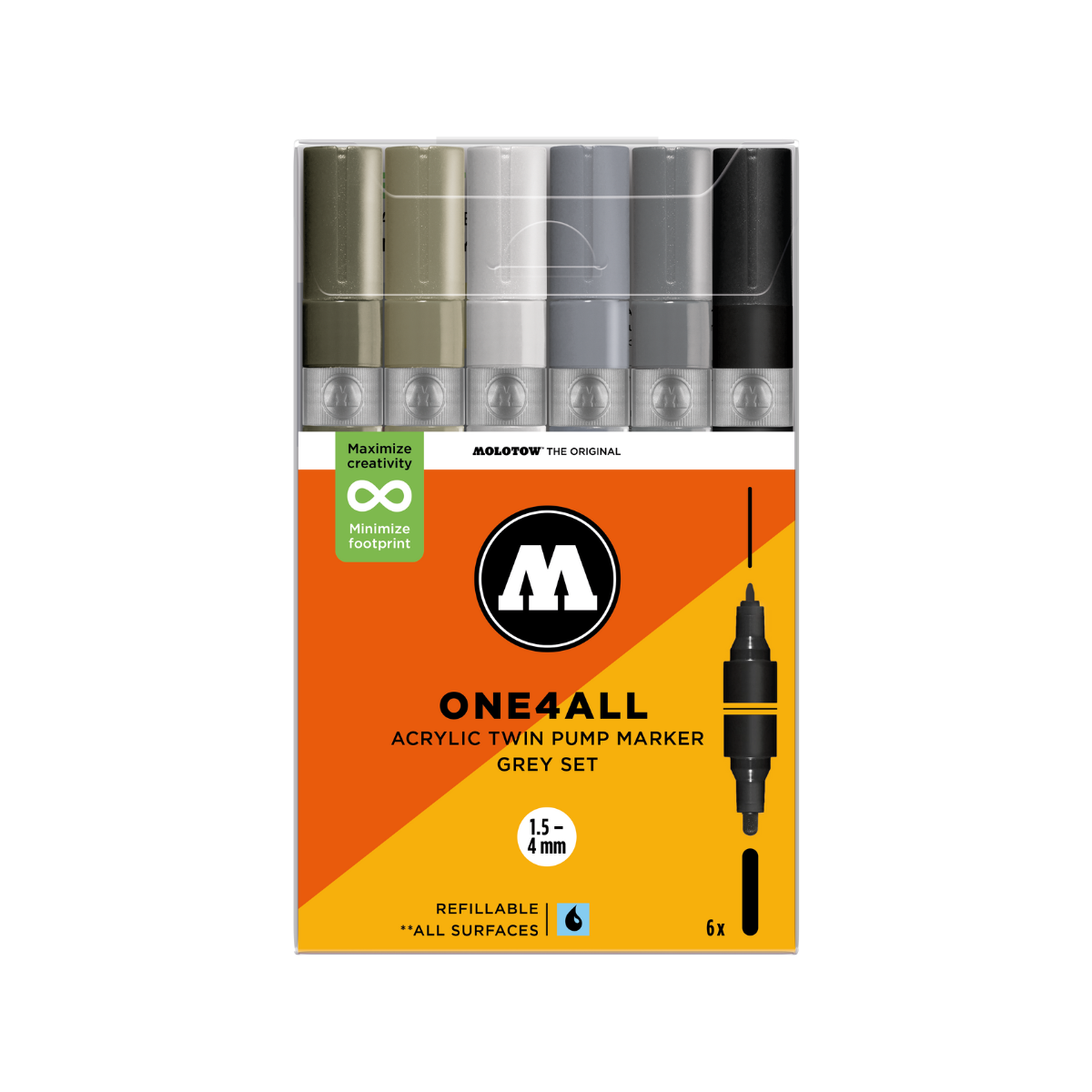 Molotow ONE4ALL TWIN 6 stk Grey sæt
