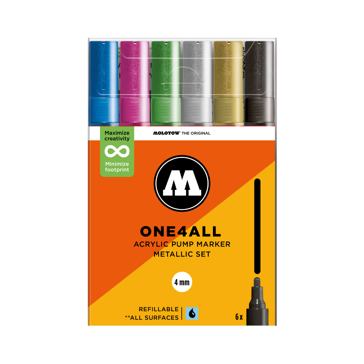 Molotow ONE4ALL 4mm. 6 stk. Metallic sæt