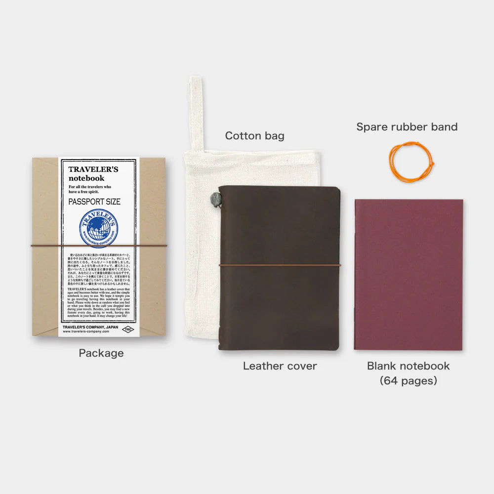 Traveler´s Company, Notebook Brown Passport Size (læderomslag)