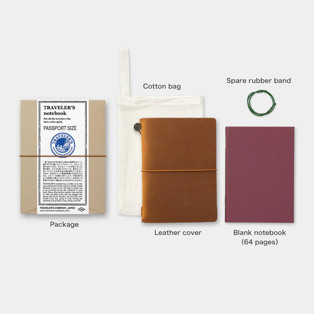 Traveler´s Company, Notebook Camel Passport Size (læderomslag)