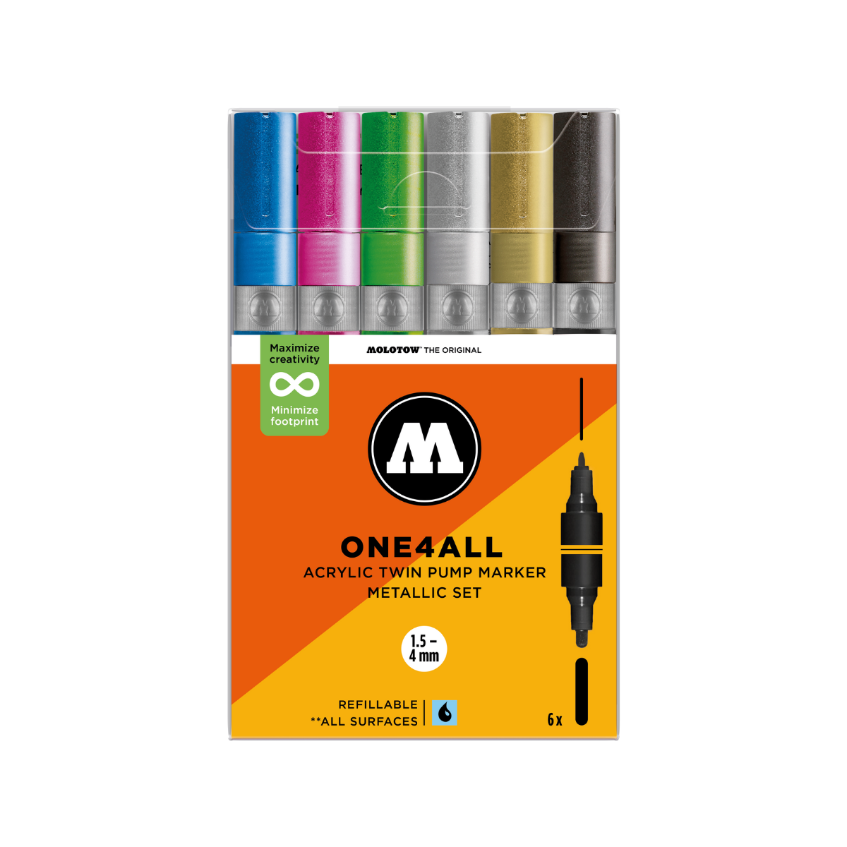 Molotow ONE4ALL TWIN 6 stk Metallic sæt