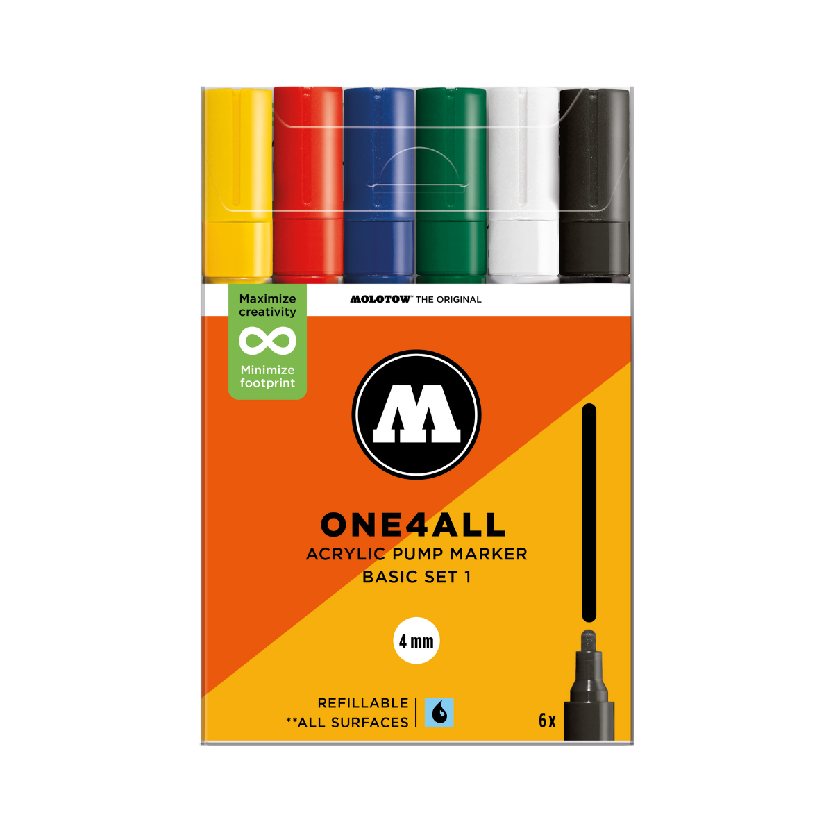 Molotow ONE4ALL 4mm. 6 stk. Basic 1 sæt
