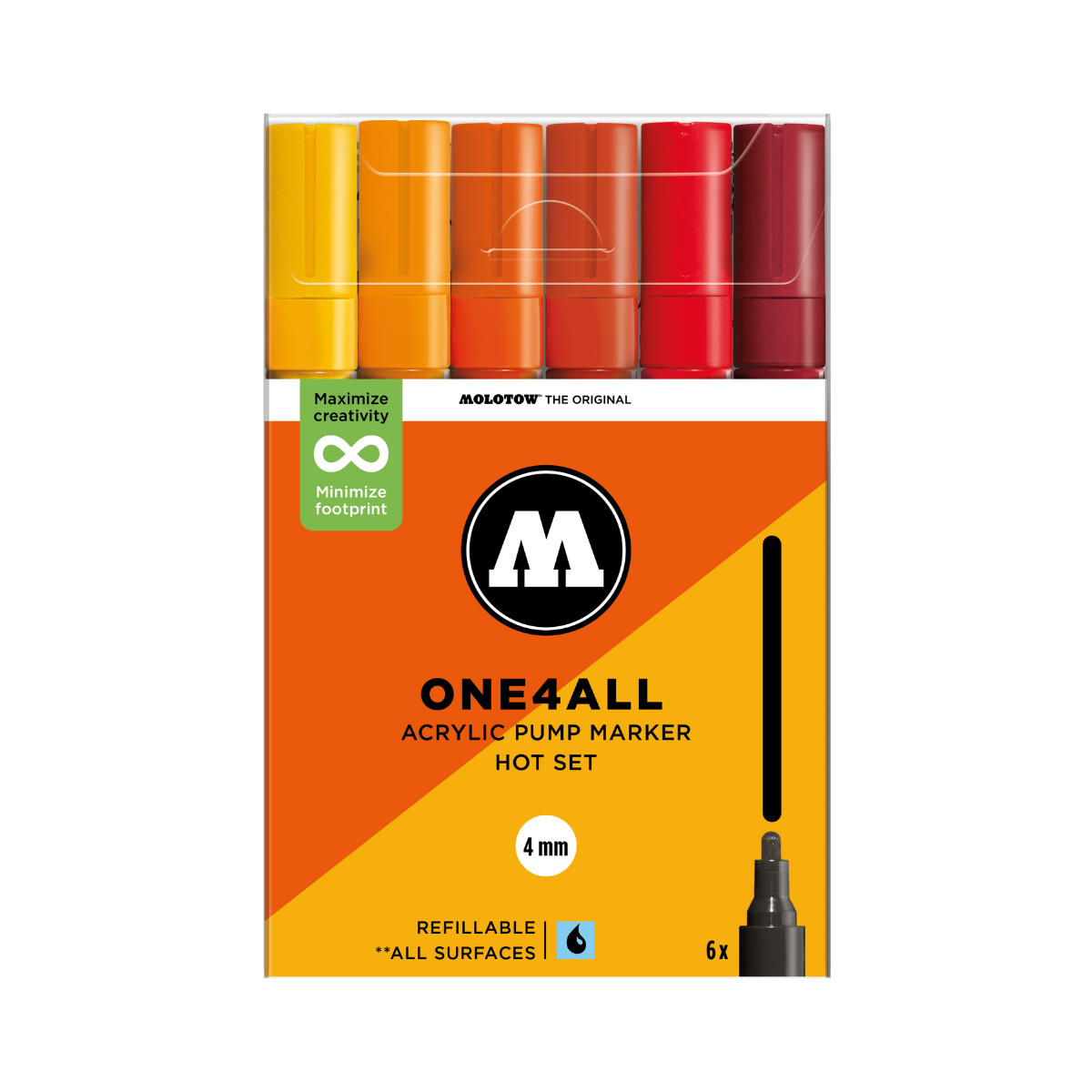 Molotow ONE4ALL 4mm. 6 stk. Hot sæt