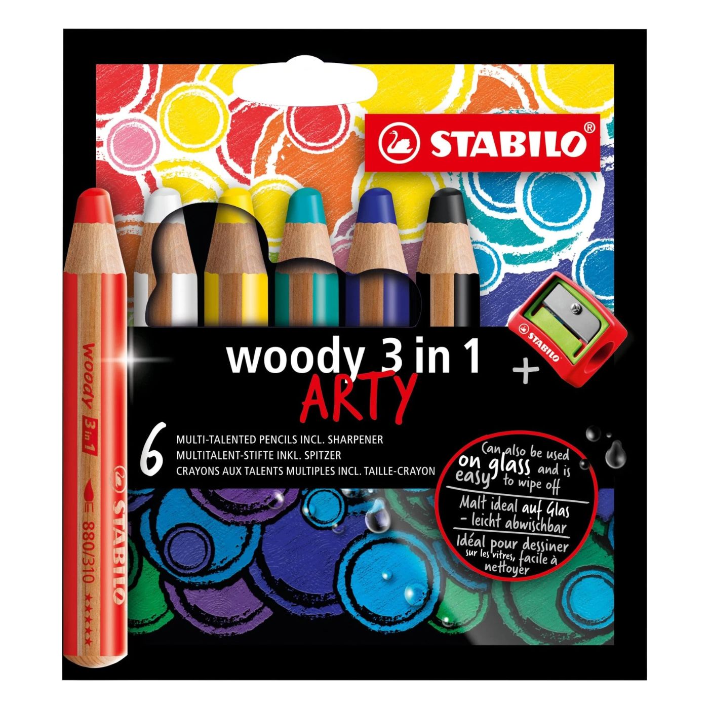 Stabilo Woody 3 in 1 farveblyant ARTY sæt 6 stk inkl. spidser