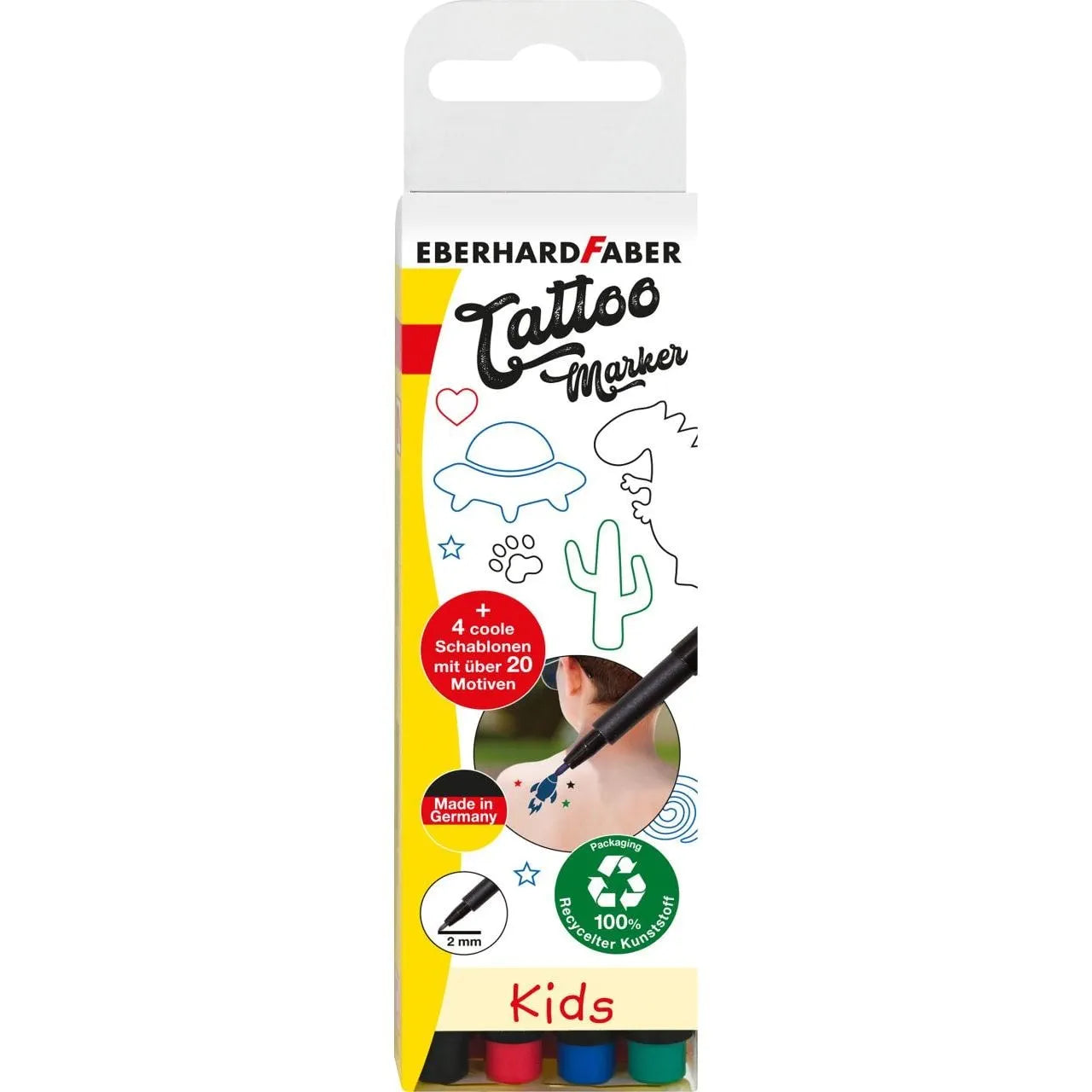 Tattoo-tuscher til tegne-tatoveringer 4 stk. sæt Kids