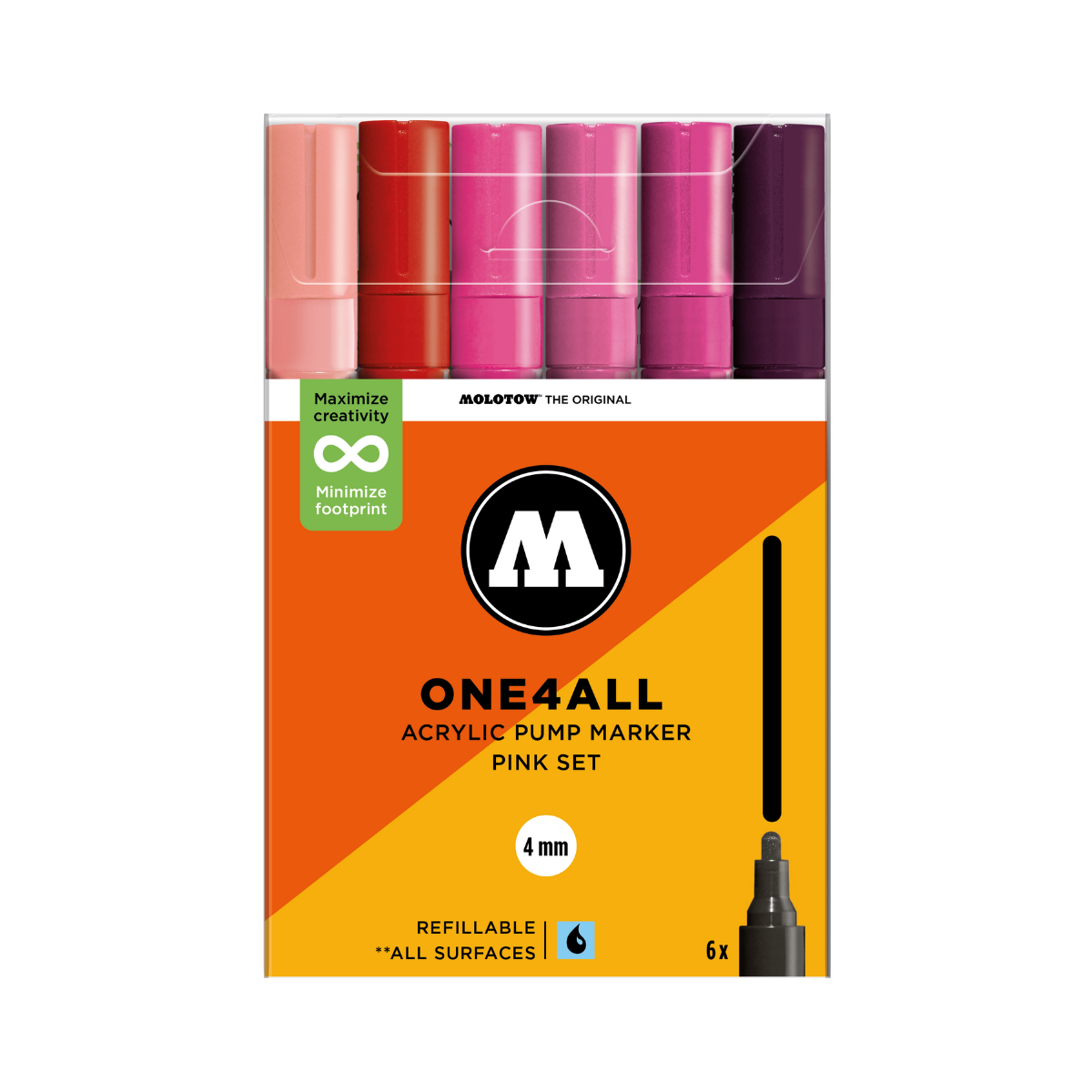 Molotow ONE4ALL 4mm. 6 stk. Pink set