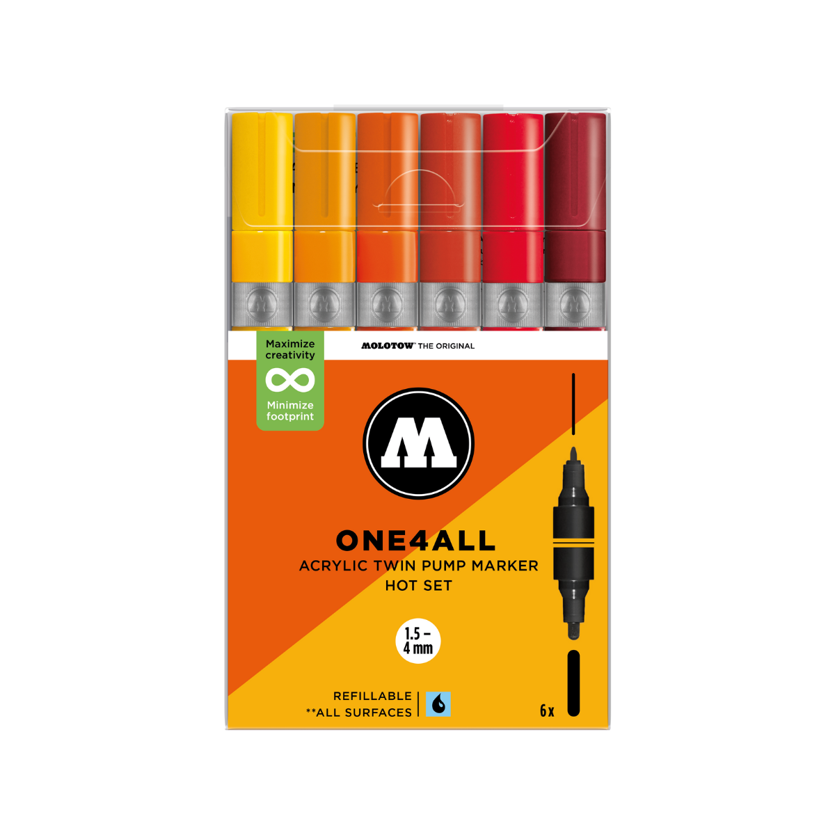 Molotow ONE4ALL TWIN 6 stk Hot sæt