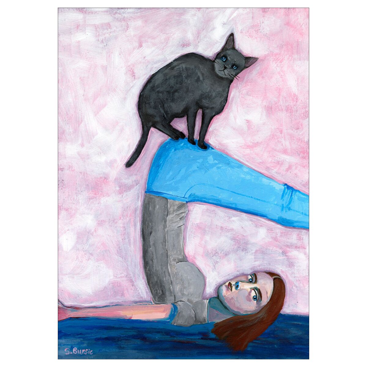 Sharyn Bursic Yoga with my cat - A5