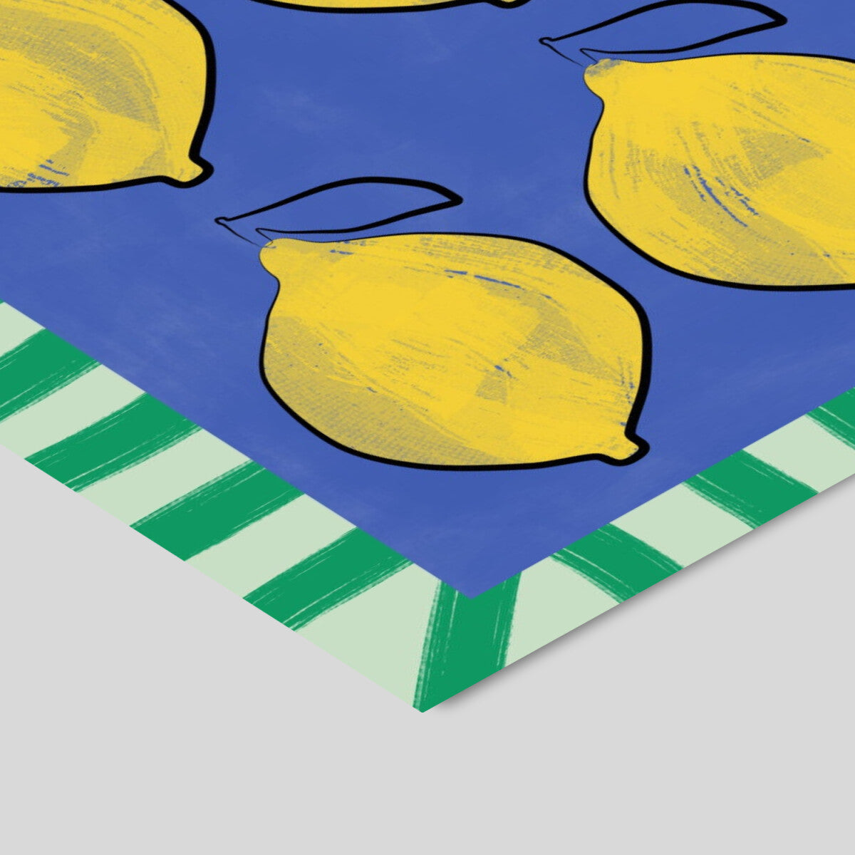 Affordable Art Prints x Elena Ristova Vibrant Yellow Lemons on a Deep Blue - A5