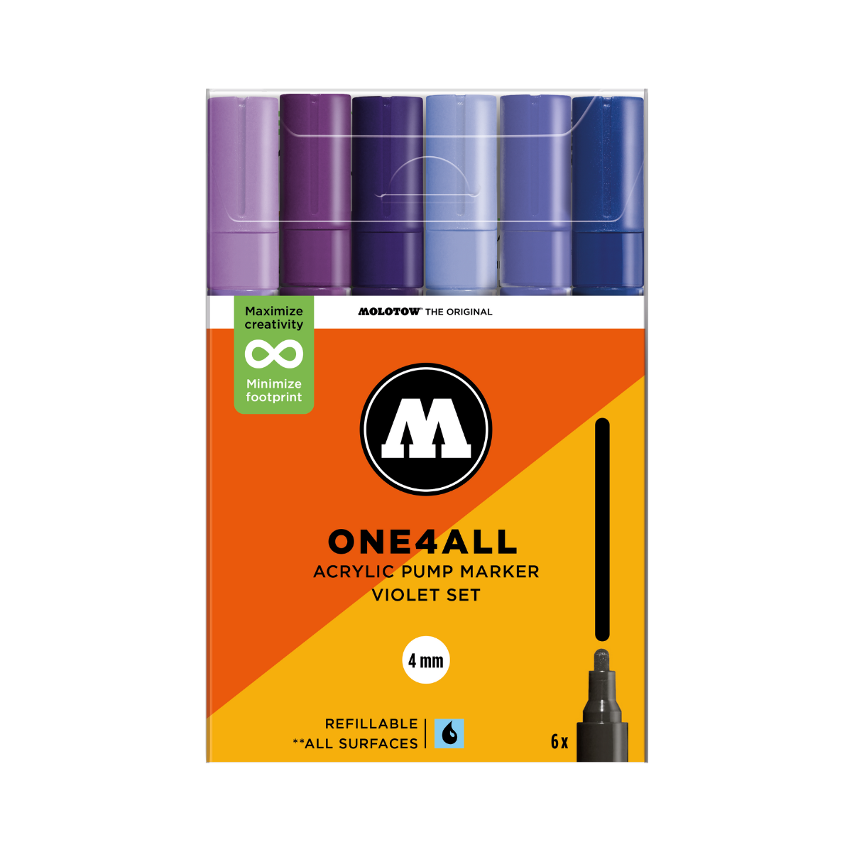 Molotow ONE4ALL 4mm. 6 stk. Violet sæt