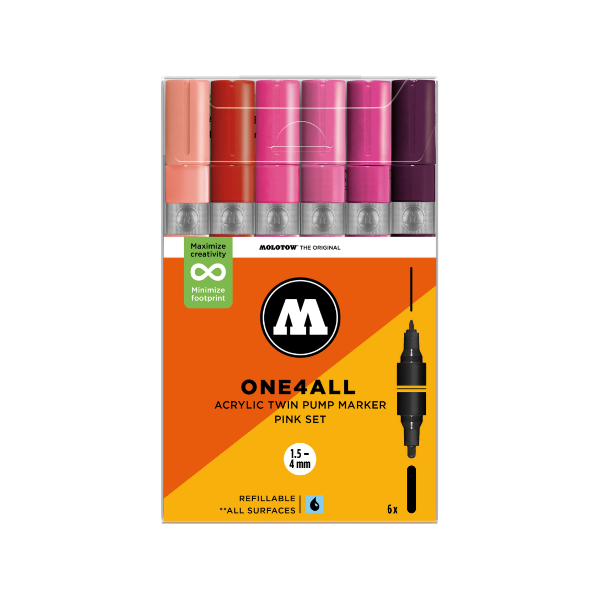Molotow ONE4ALL TWIN 6 stk Pink sæt